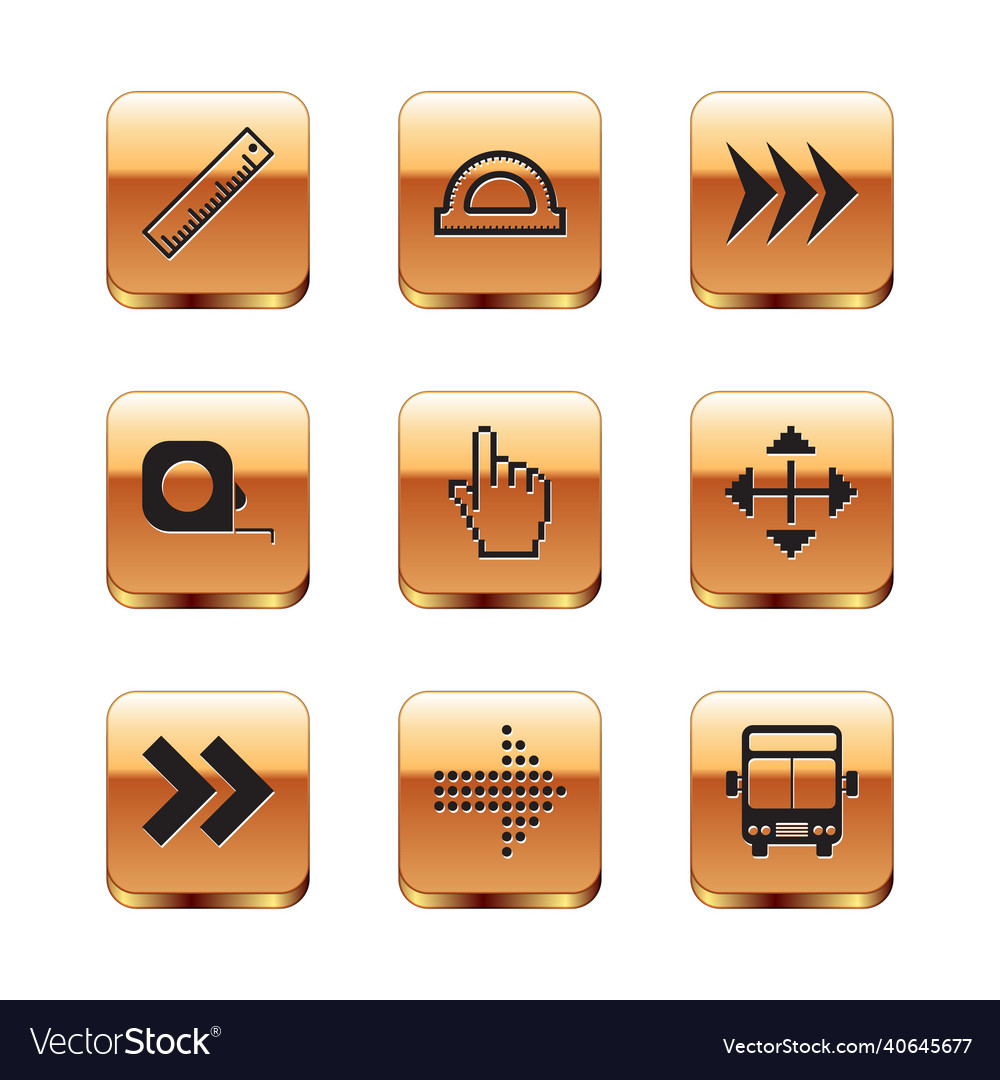 Set ruler arrow dots pixel hand cursor vector image Set ruler arrow dots pixel hand cursor