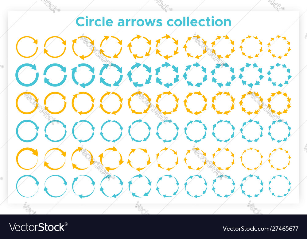 Solid circular arrows symbols collection vector image Solid circular arrows symbols collection