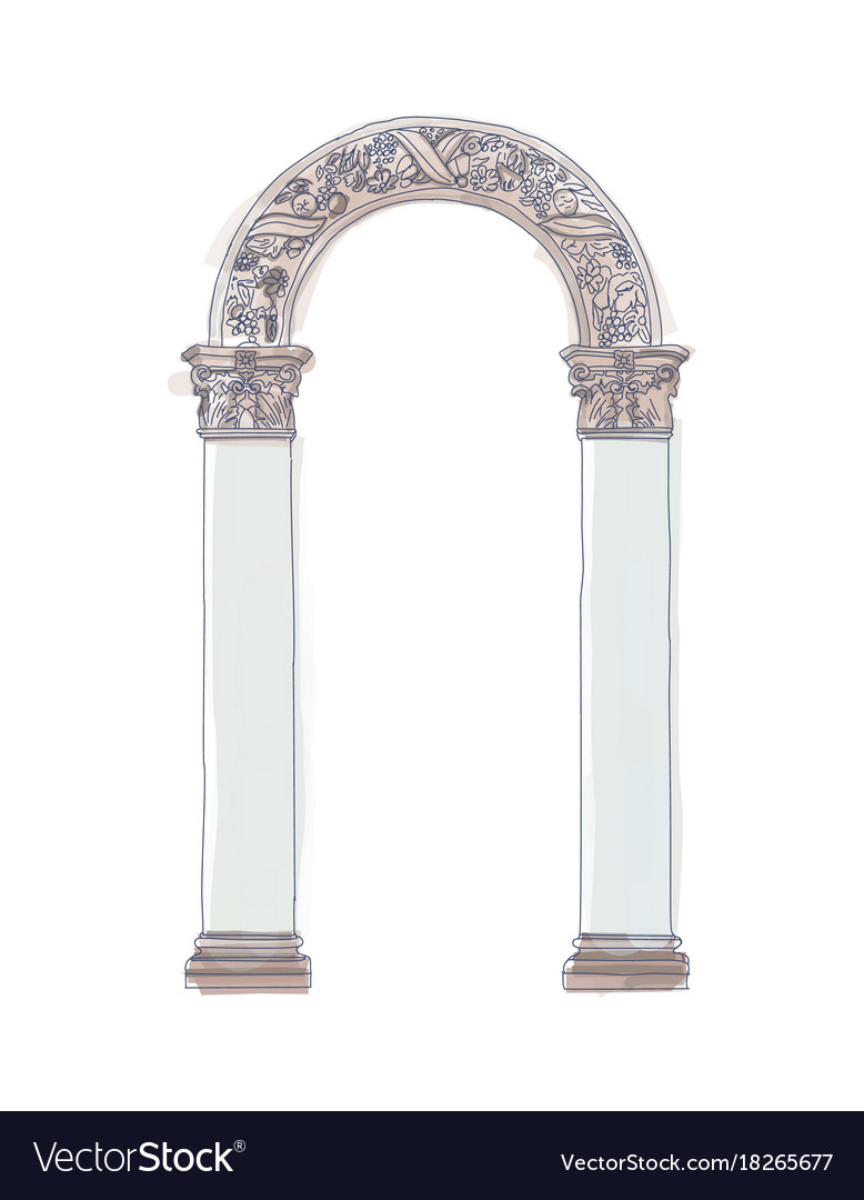 Stylized greek doodle arch ionic corinthian