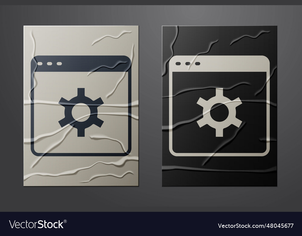 White browser setting icon isolated on crumpled