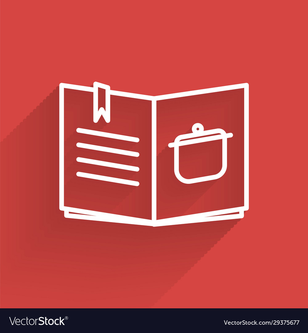 White line cookbook icon isolated with long shadow vector image White line cookbook icon isolated with long shadow