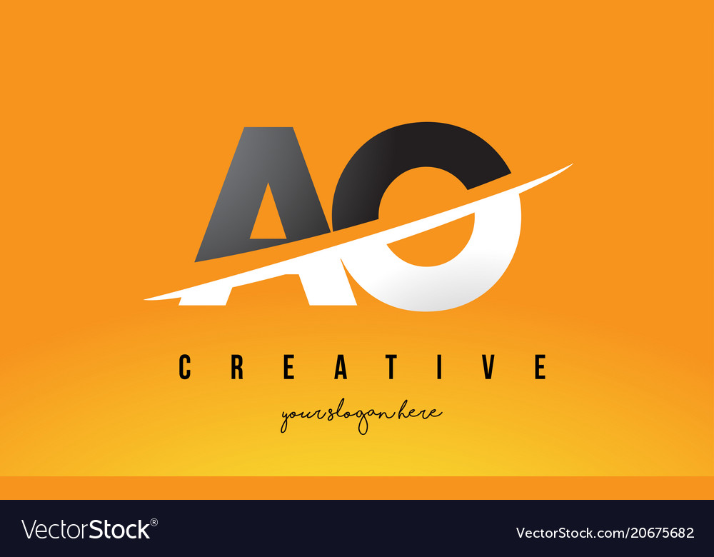 Ao a o letter modern logo design with yellow