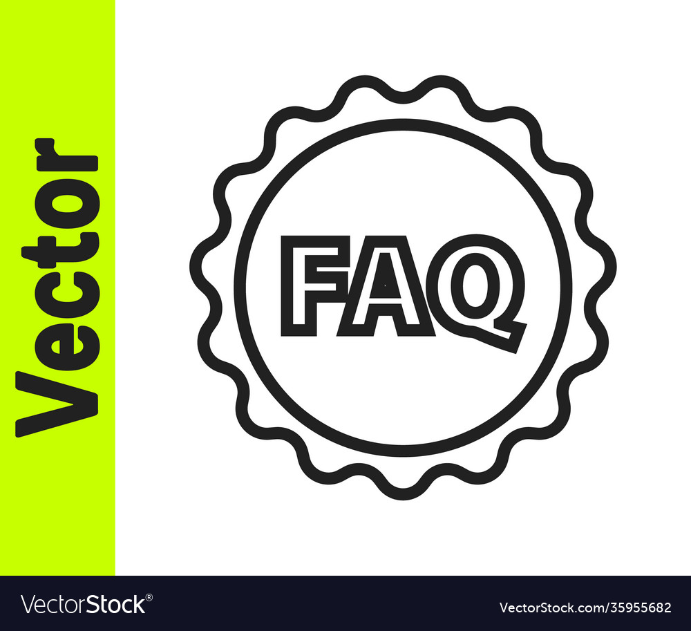 Black line label with text faq information icon vector image Black line label with text faq information icon