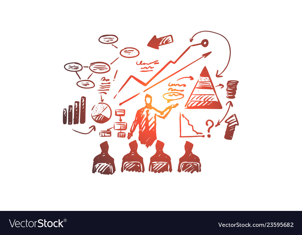 Business presentation concept hand drawn sketch