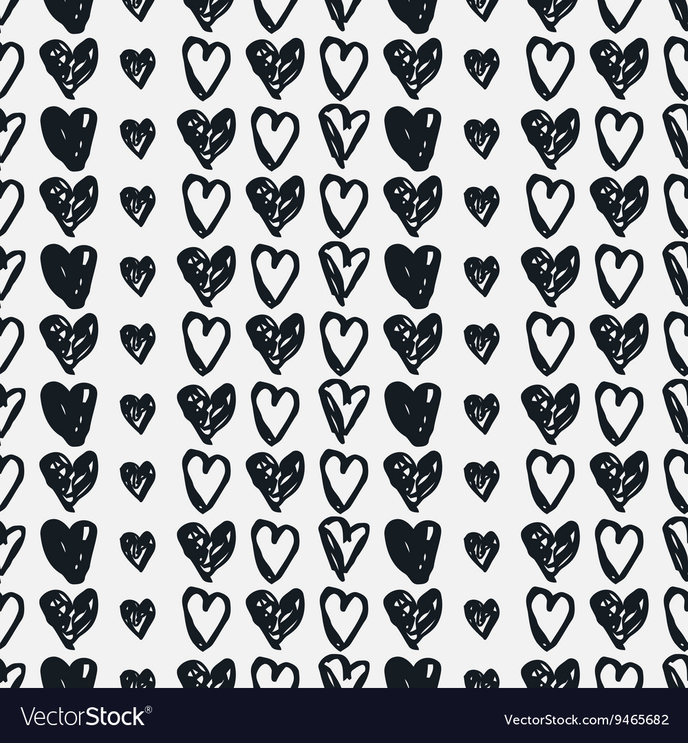 Doodle seamless pattern with hearts Royalty Free Vector