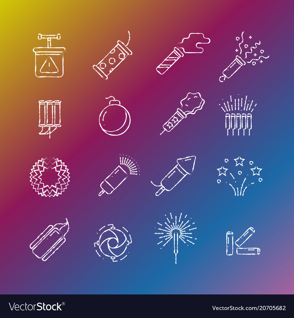 Fireworks Pyrotechnic Icons Royalty Free Vector Image