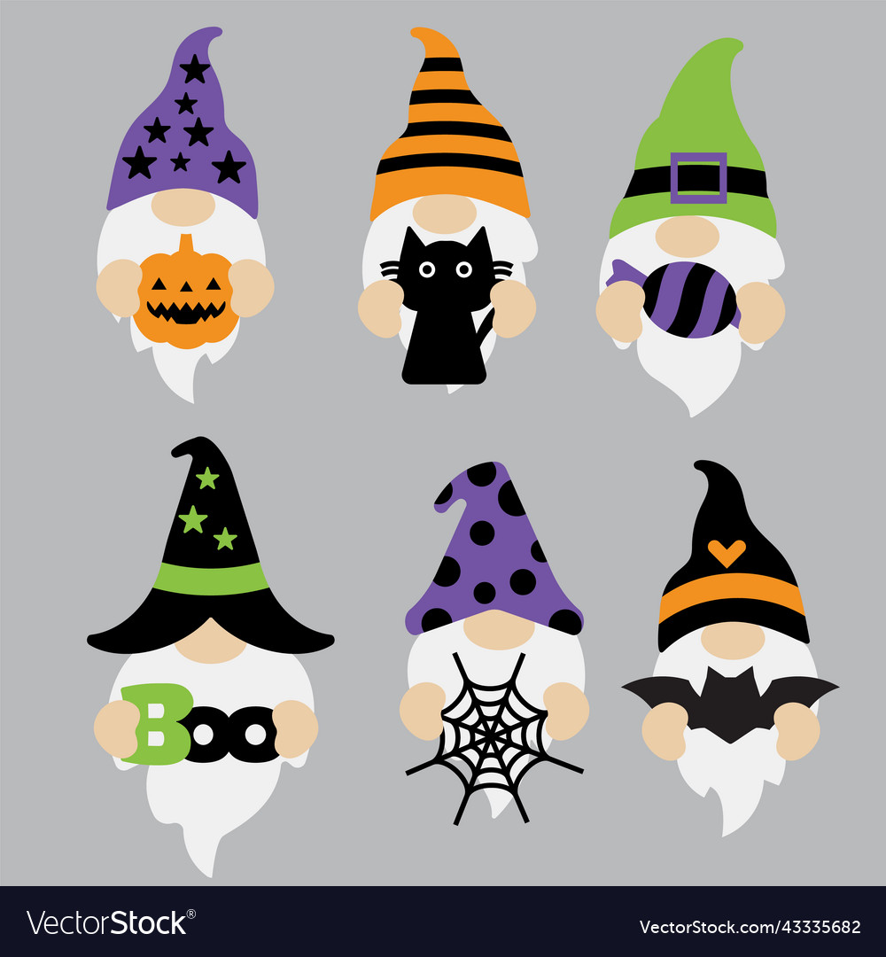 Halloween gnomes cute gnome cartoon with pumpkin Vector Image