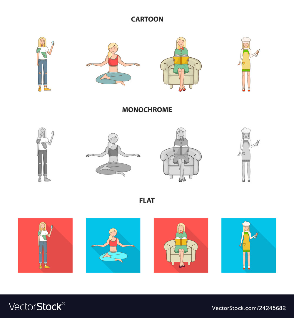 Isolated object of posture and mood icon set vector image Isolated object of posture and mood icon set