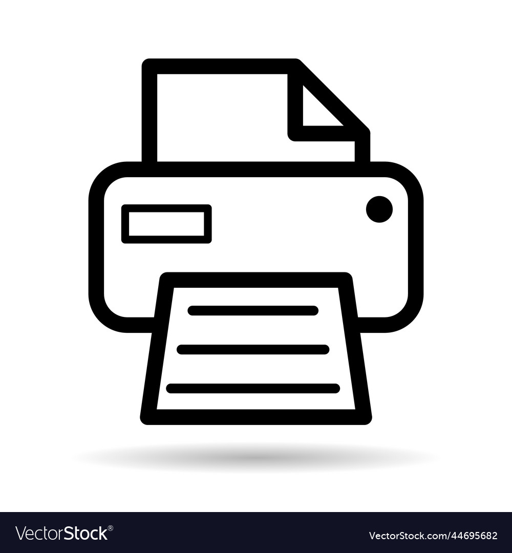 Printer document web shadow icon printout machine vector image Printer document web shadow icon printout machine