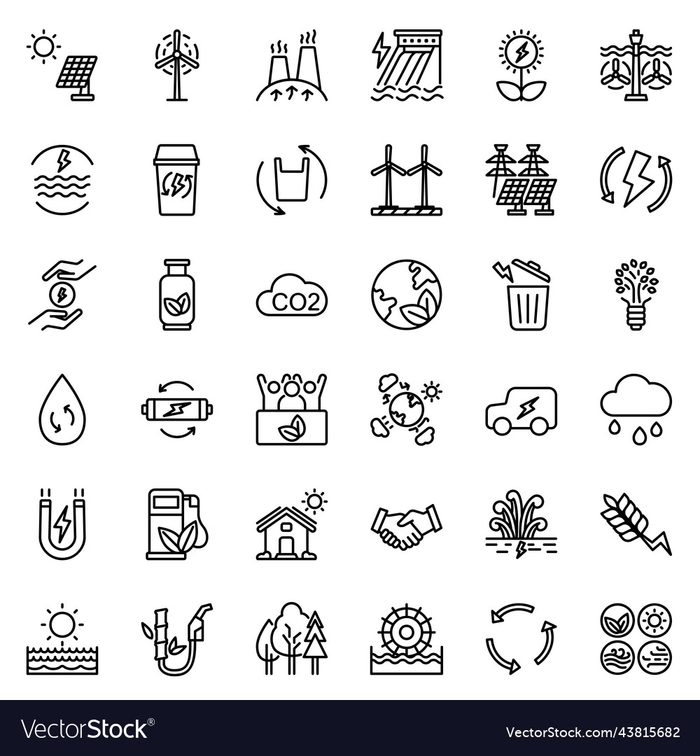 Renewable energy icons Royalty Free Vector Image