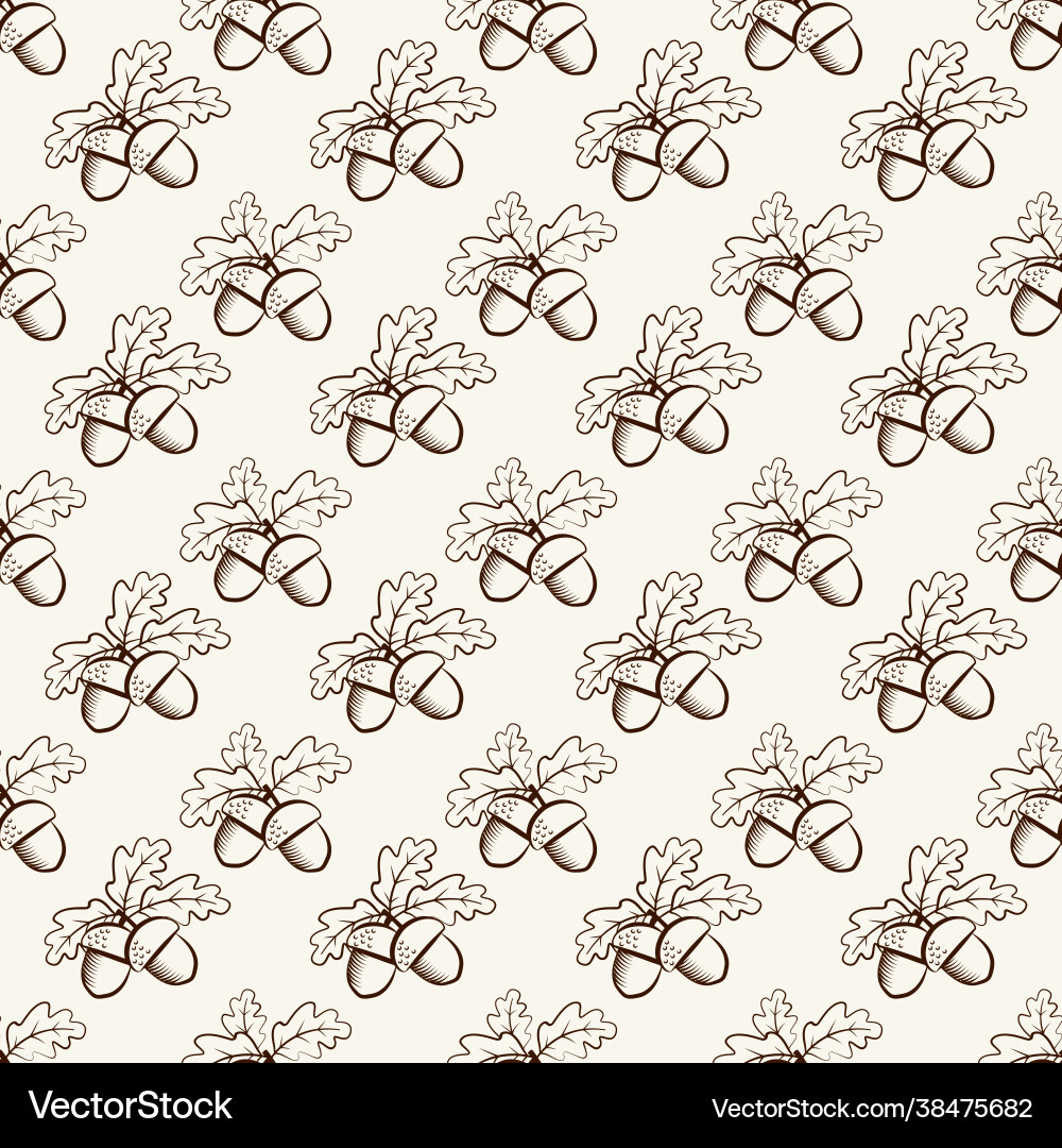 Seamless pattern with acorns background Royalty Free Vector