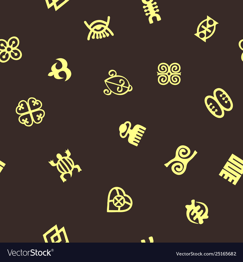 Seamless pattern with adinkra symbols