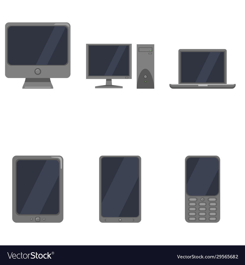 Set device icons personal computer monitor Vector Image Set device icons personal computer monitor
