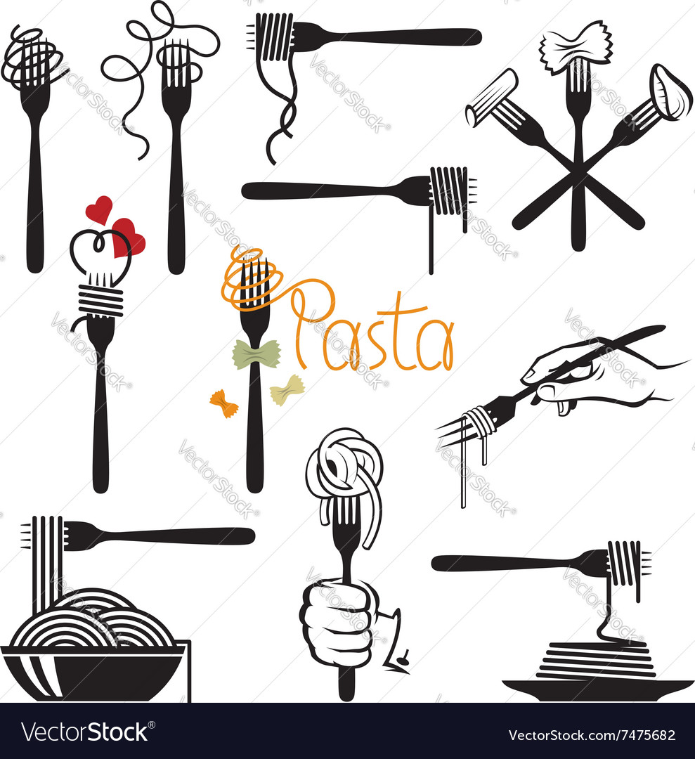 Set pasta elements Royalty Free Vector Image VectorStock
