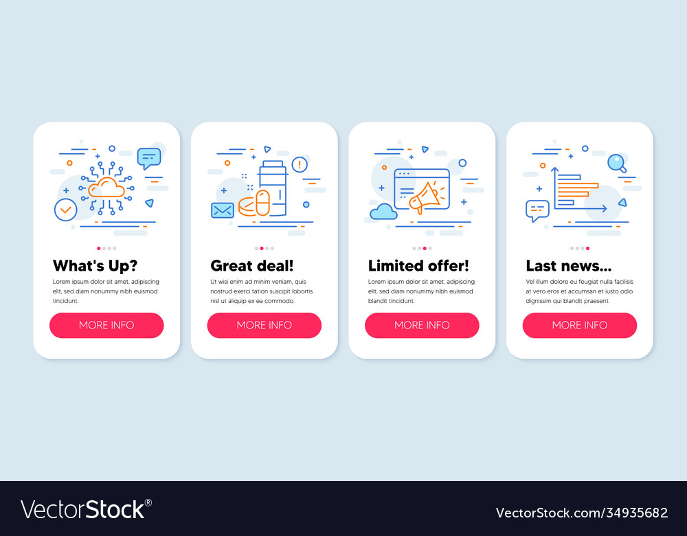 Set science icons such as cloud network