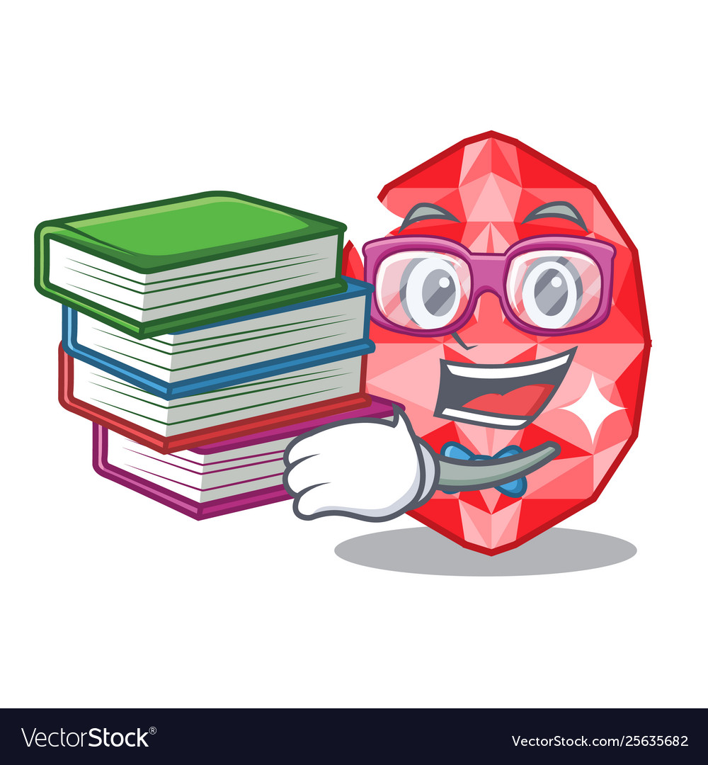 Student with book ruby gems in mascot shape