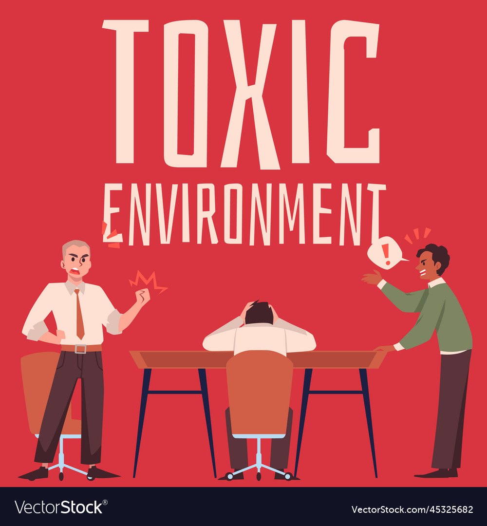 Toxic environment banner with arguing conflicting