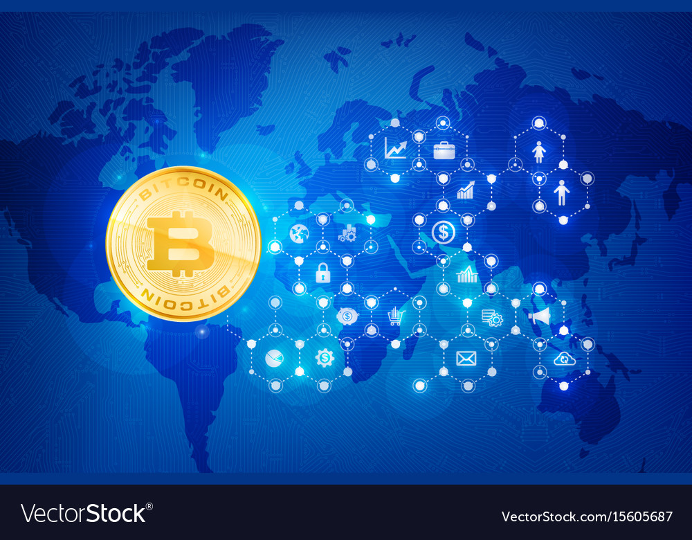 Abstraktes dunkelblaues Hintergrund-Bitcoin-Konzept