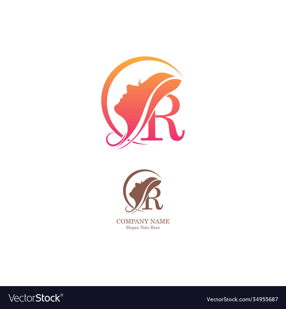 Beautiful face logo letter r icon in front design