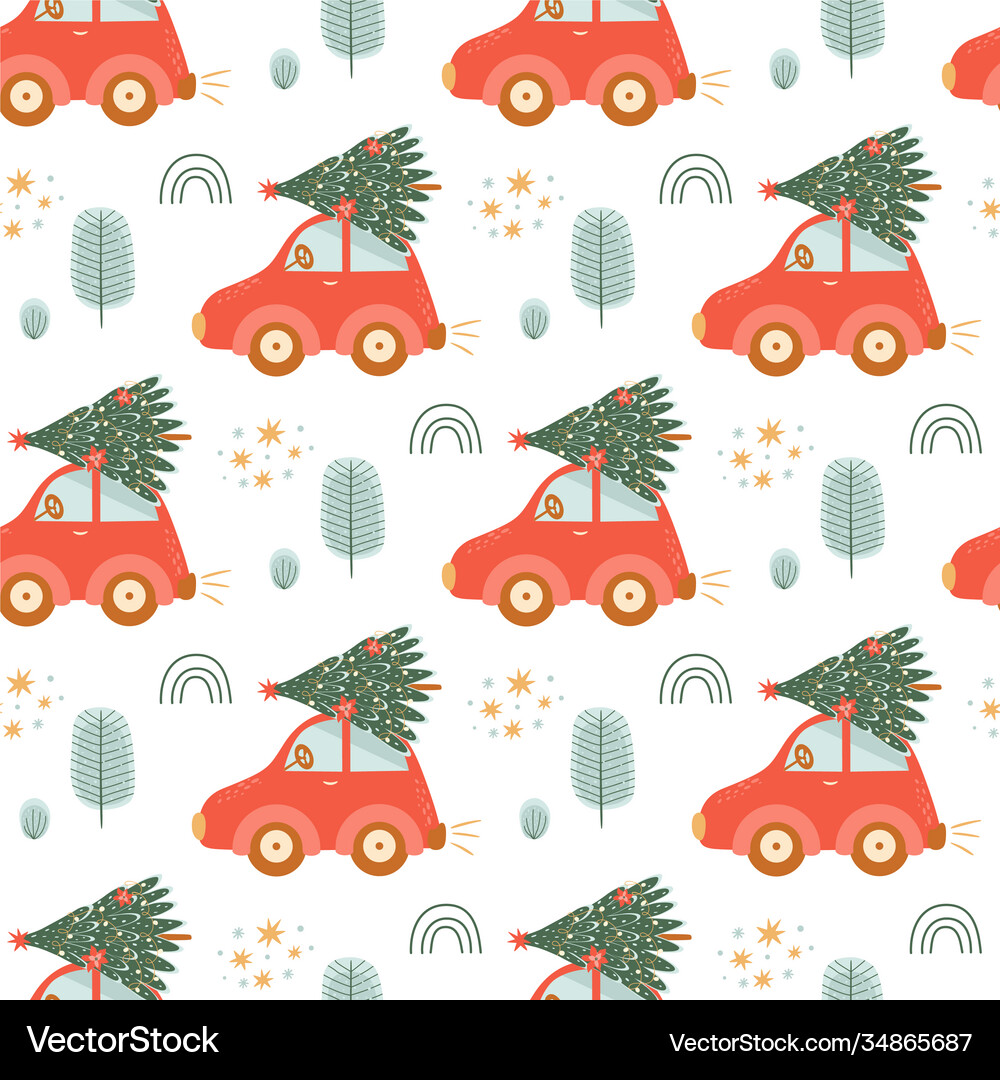 Christmas with tree pattern Royalty Free Vector Image