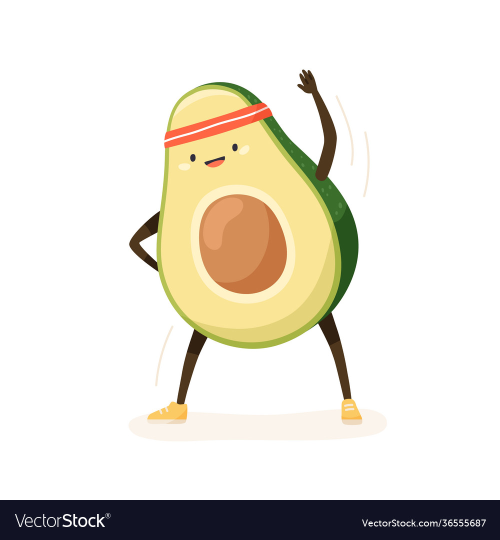 Süße und lustige Avocado machen Fitness oder Sport vector image Süße und lustige Avocado machen Fitness oder Sport