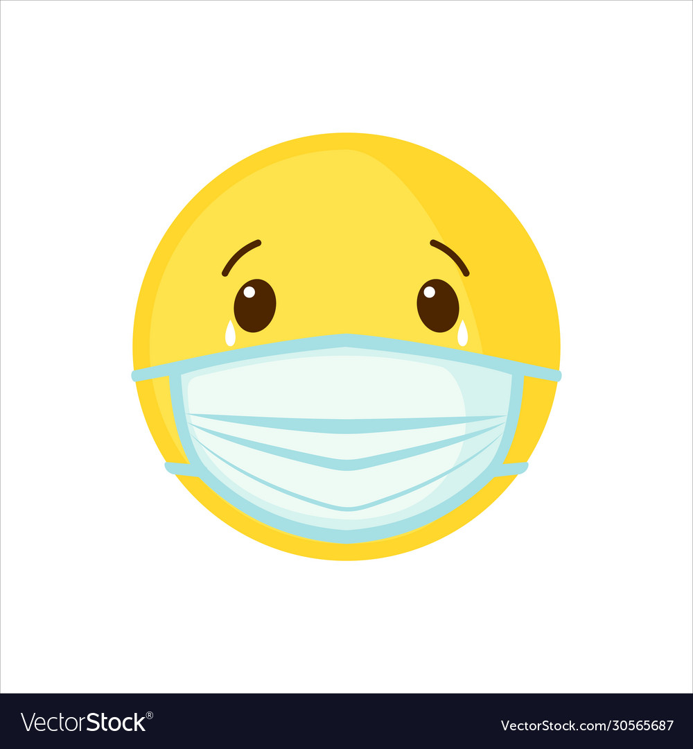 Emoticon icon wear face mask for Royalty Free Vector Image