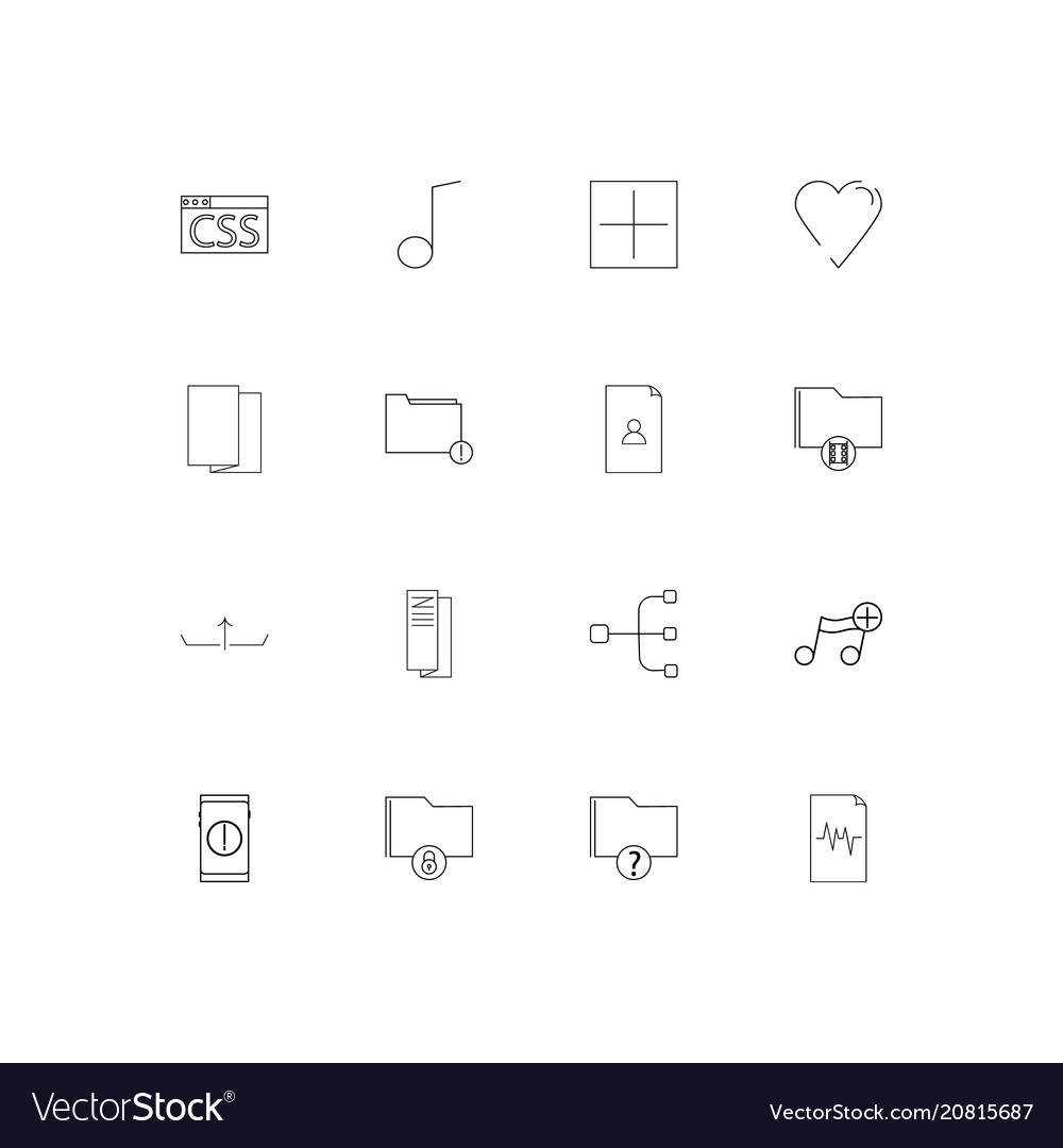 Files and folders sign linear thin icons set