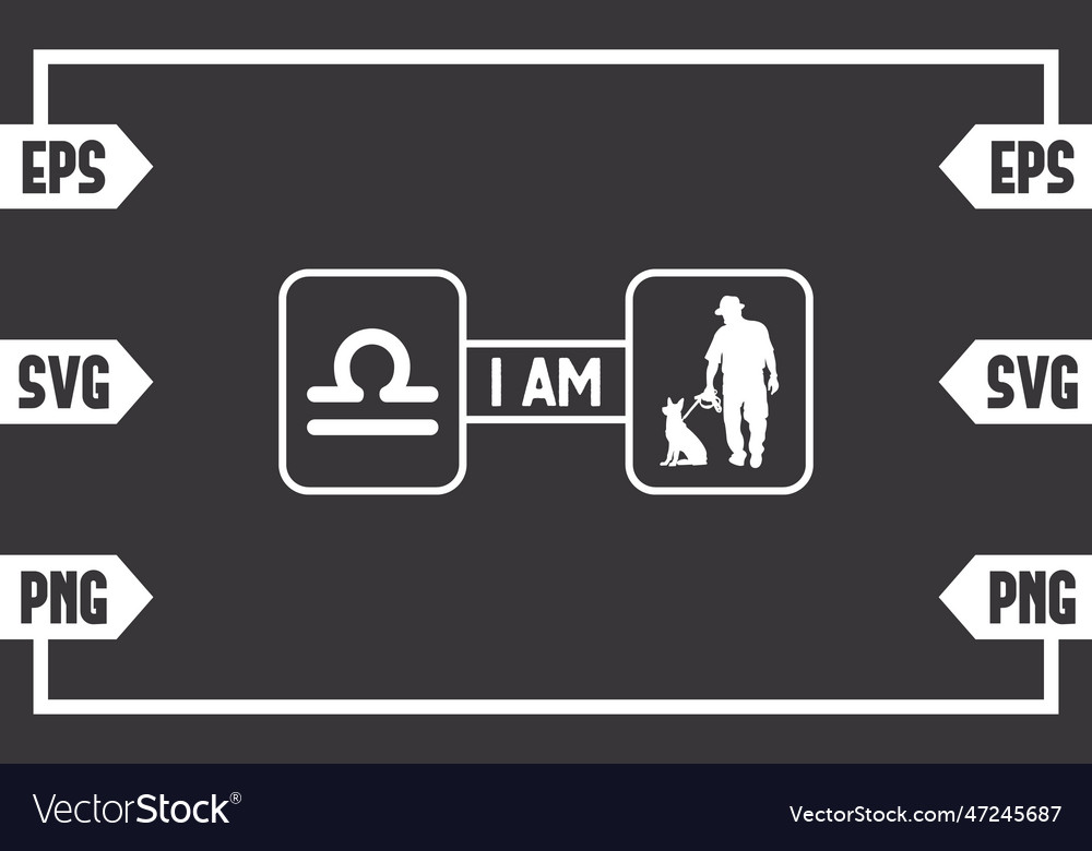 Libra sign and guy with dog Royalty Free Vector Image