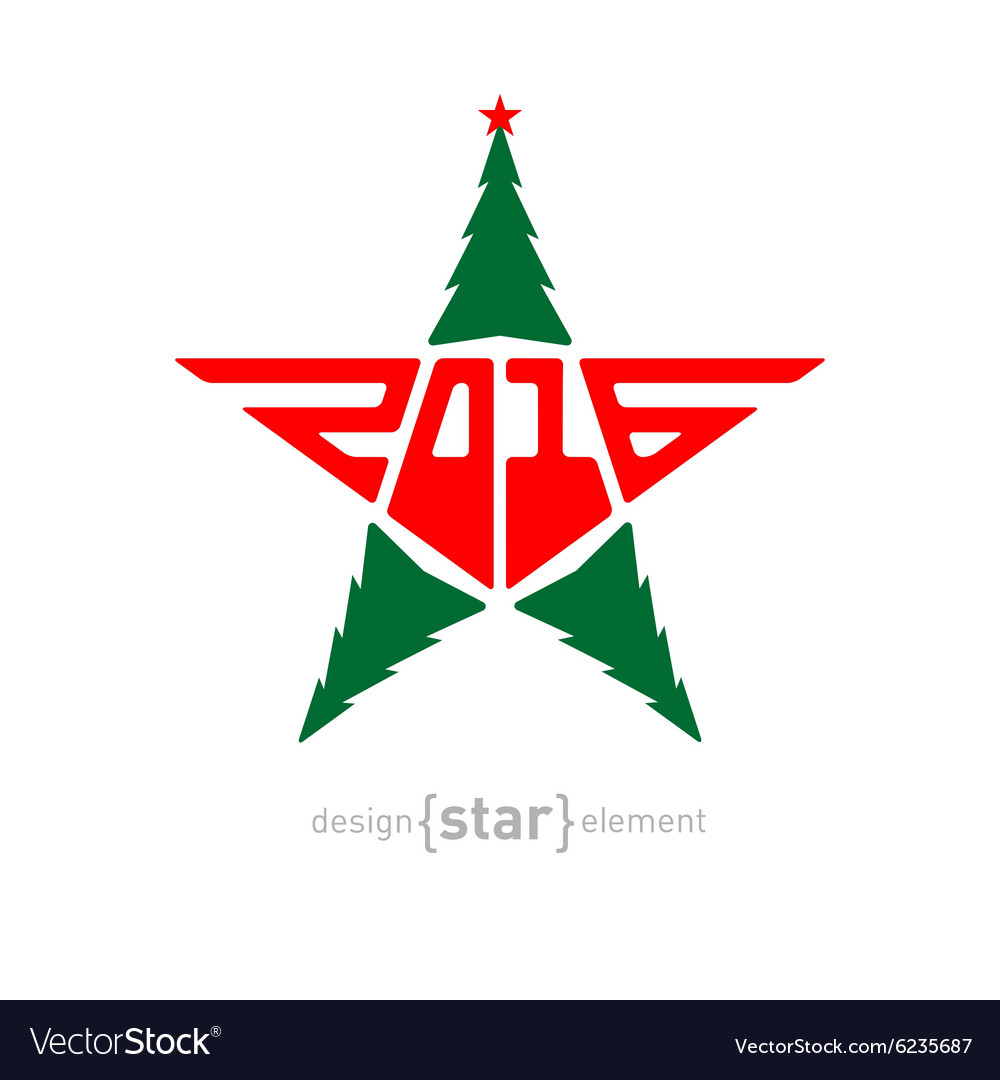 Merry christmas star with green pine and new