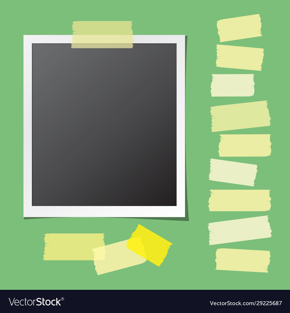 Realistic photo frame with collection sticky Vector Image