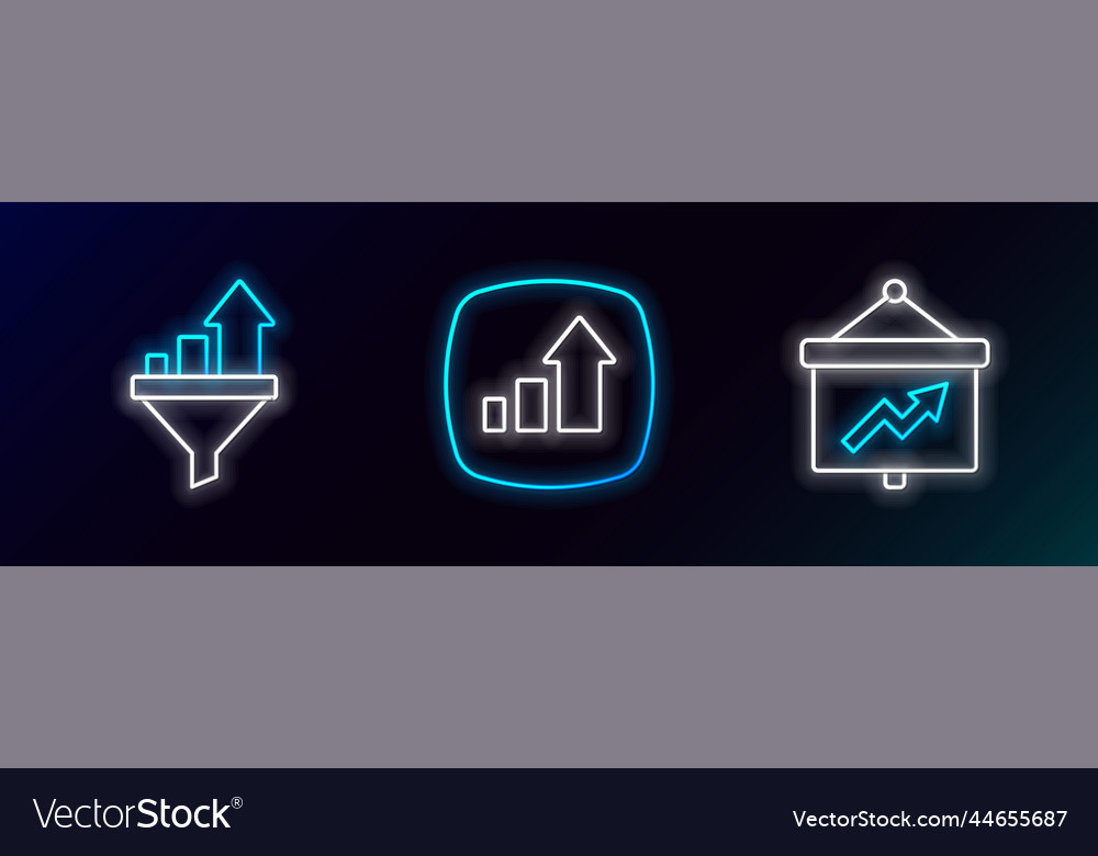 Set line board with graph sales funnel chart vector image Set line board with graph sales funnel chart