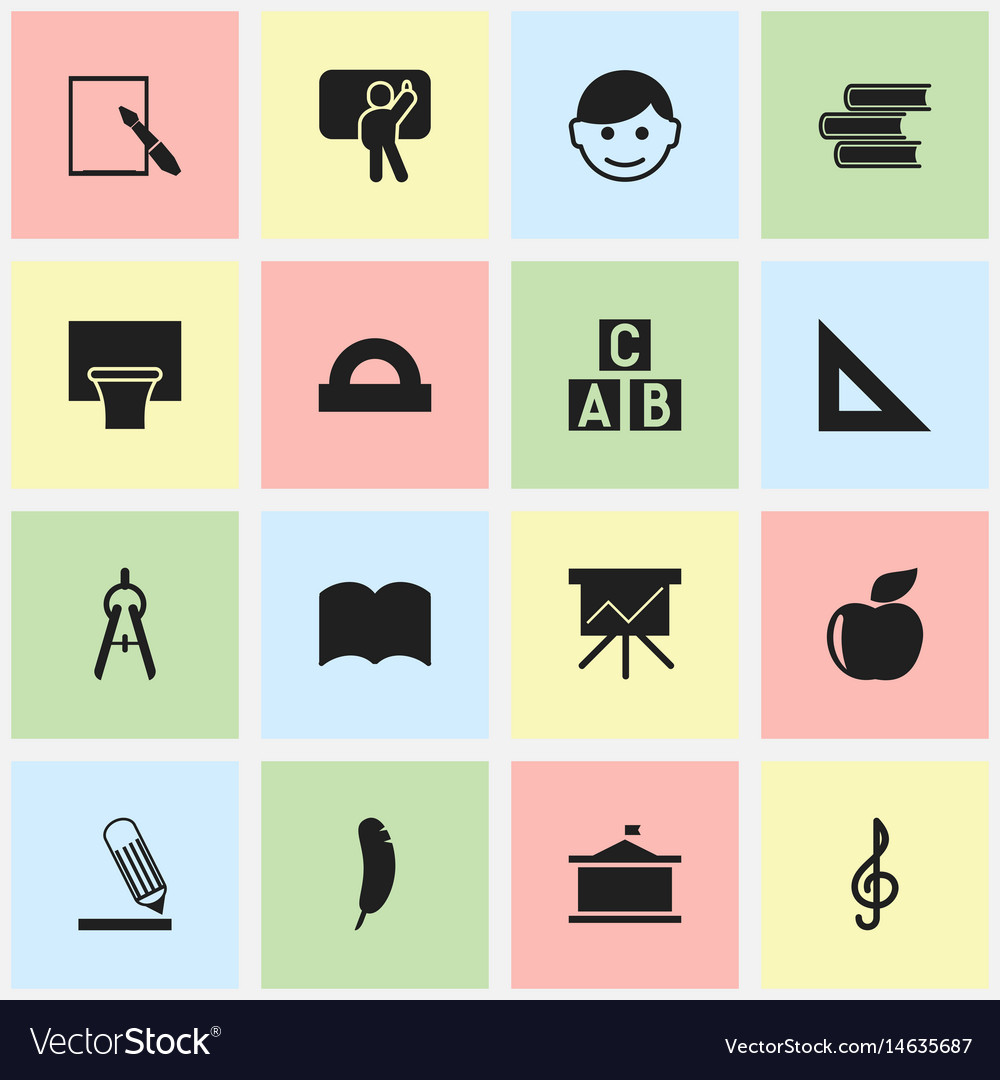 Set of 16 editable university icons includes
