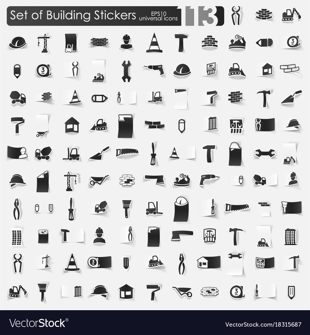 Set of building stickers Royalty Free Vector Image