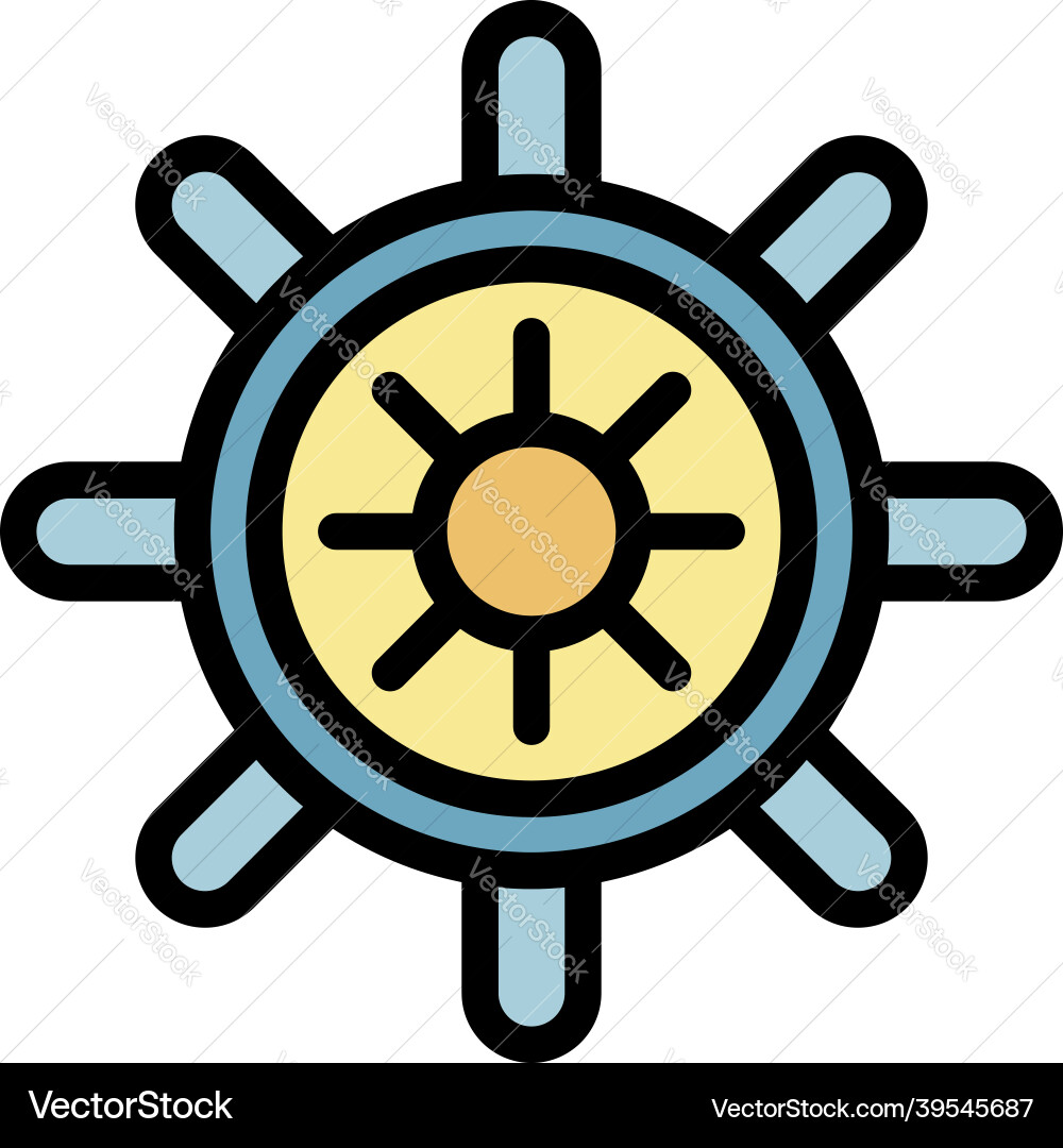 Ship steering wheel icon color outline Royalty Free Vector