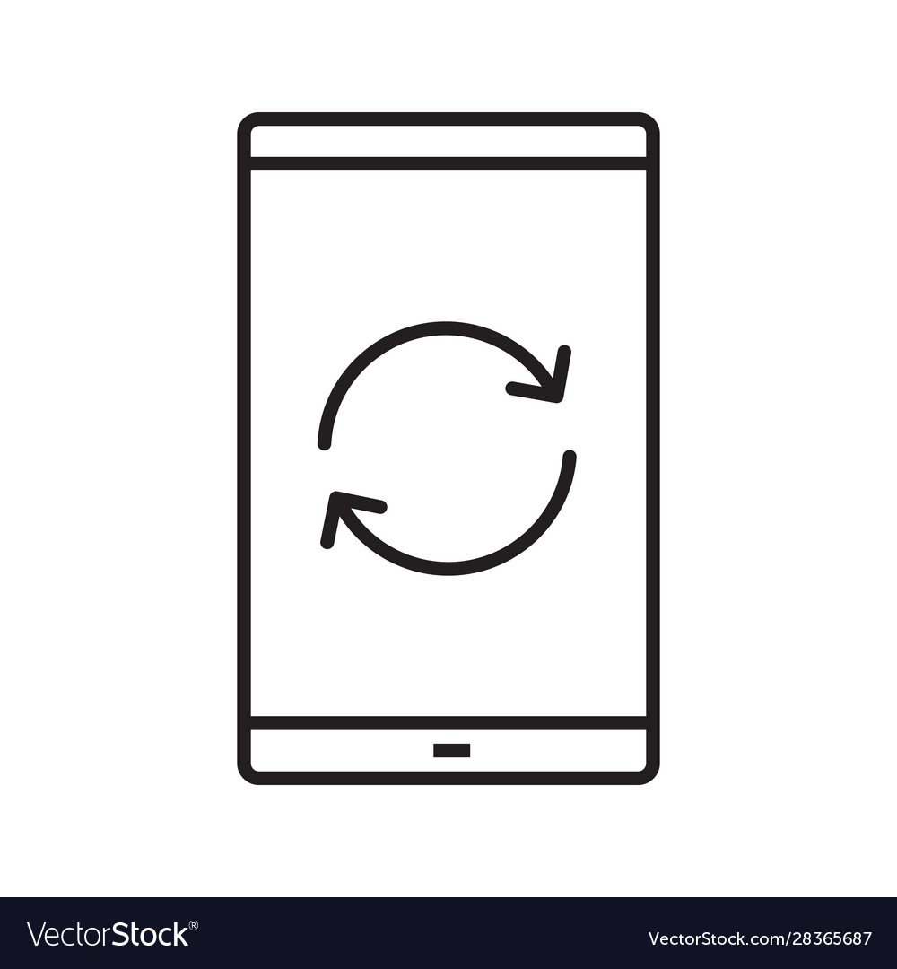 Smartphone reload button linear icon vector image Smartphone reload button linear icon