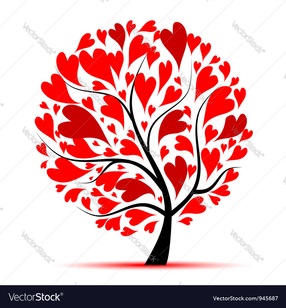 Valentine tree love leaf from hearts Royalty Free Vector