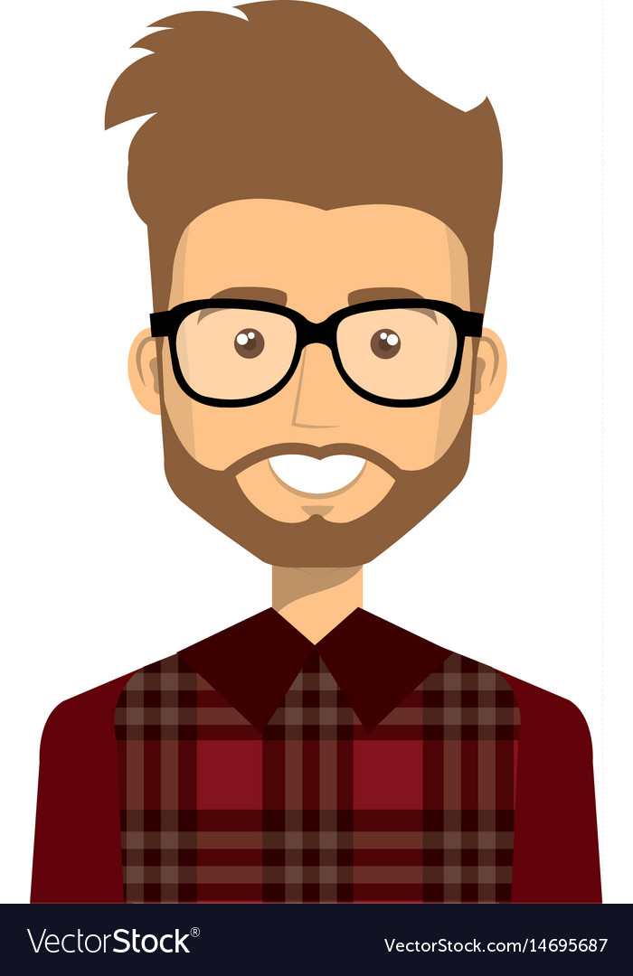 Young man casual avatar with glasses Royalty Free Vector