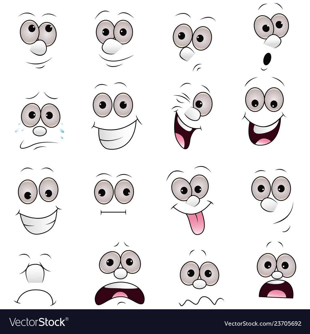 Cartoon Faces Expressions Set Royalty Free Vector Image 2882