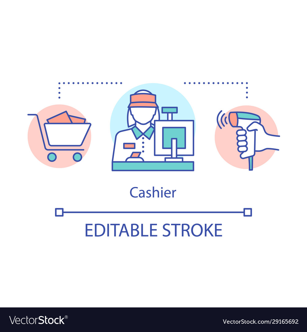 Cashier concept icon retail store staff idea thin vector image Cashier concept icon retail store staff idea thin