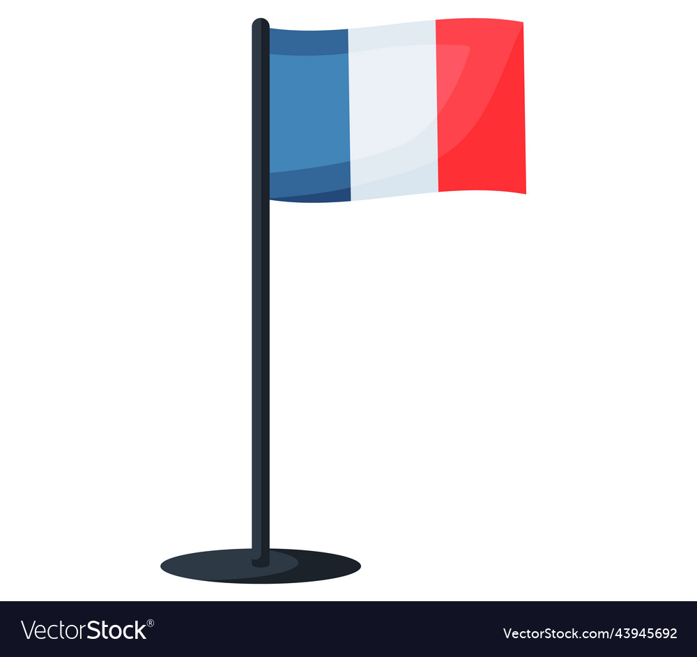 France flag national flag of on pole Royalty Free Vector