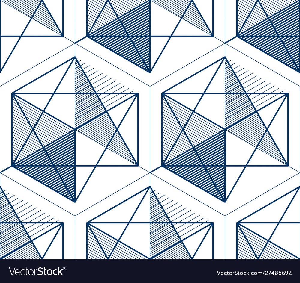 Geometric 3d lines abstract seamless pattern vector image Geometric 3d lines abstract seamless pattern