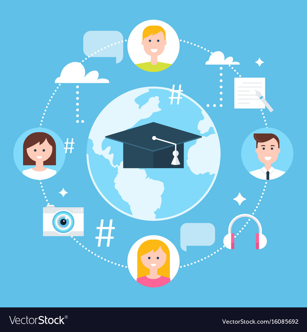 Global education online learning and e-learning Vector Image