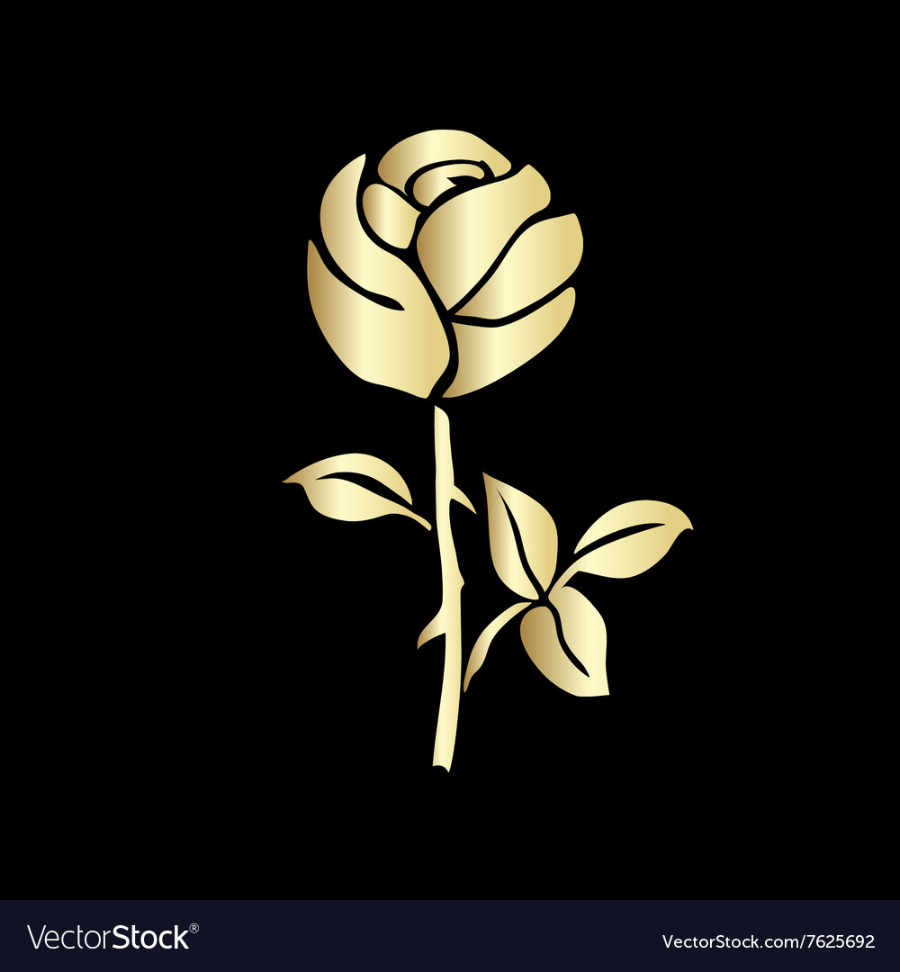 Golden silhouette of rose Royalty Free Vector Image