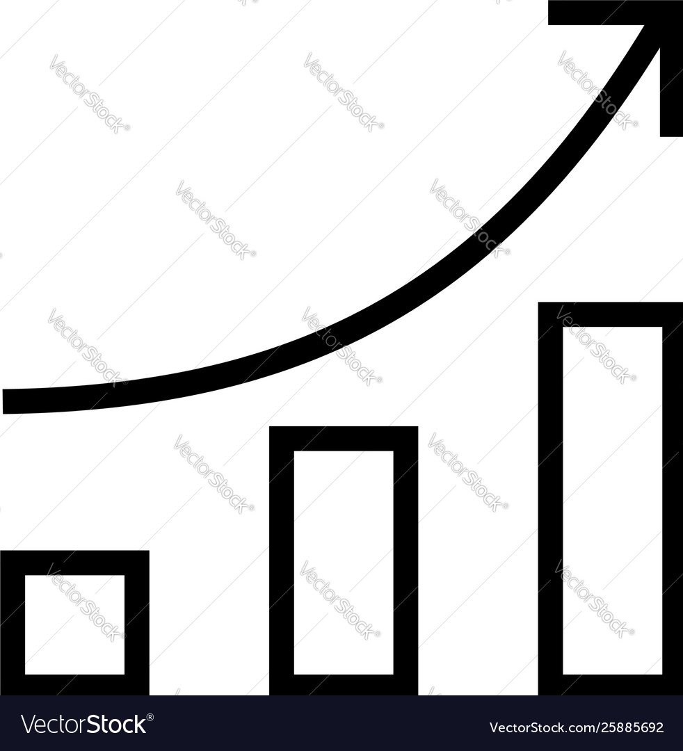 Icon upward arrow with bar chart shape vector image Icon upward arrow with bar chart shape