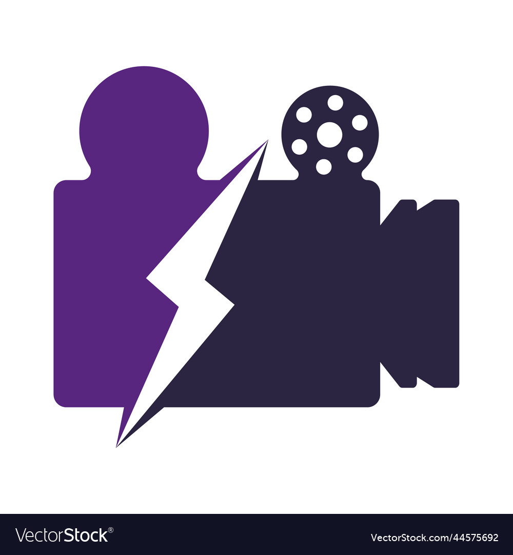 Lightning bolt and video media logo template