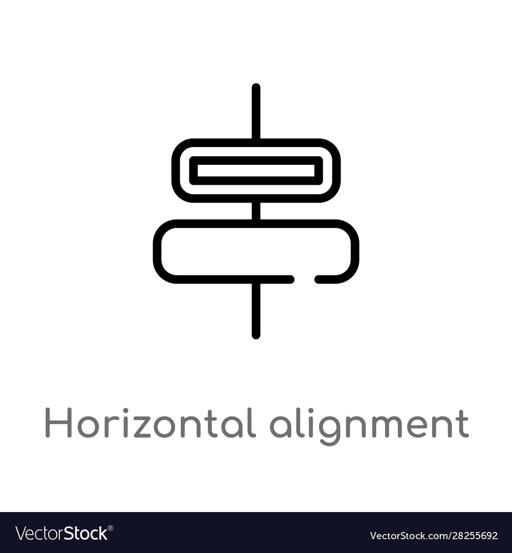Outline horizontal alignment icon isolated black