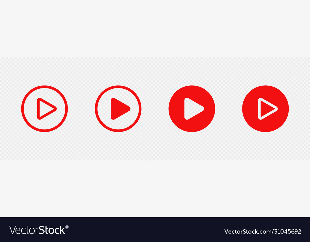 Red play buttons on transparent background web vector image Red play buttons on transparent background web