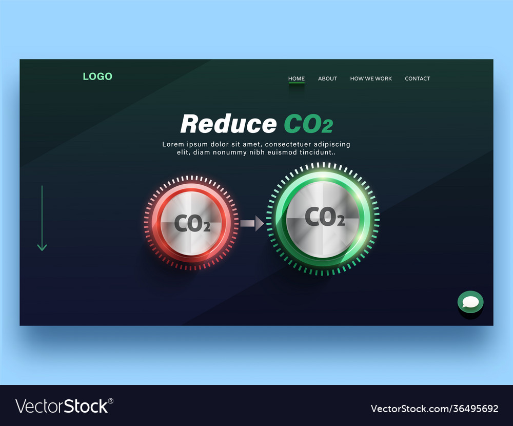 Reduce co2 concept based landing page or web