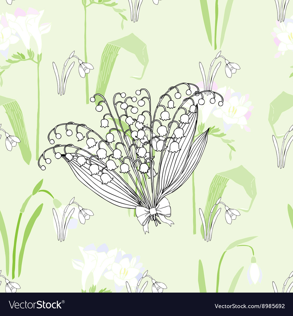 Seamless pattern with snowdrops