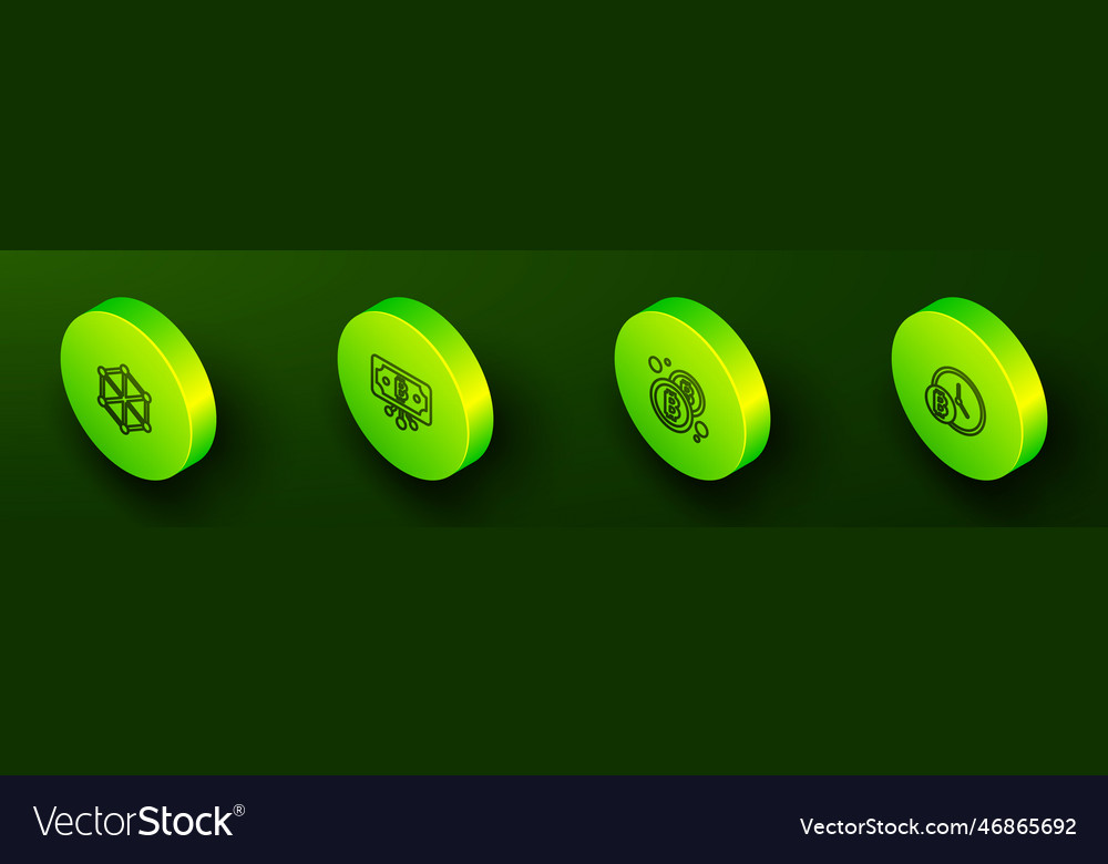 Set isometric line blockchain technology bitcoin